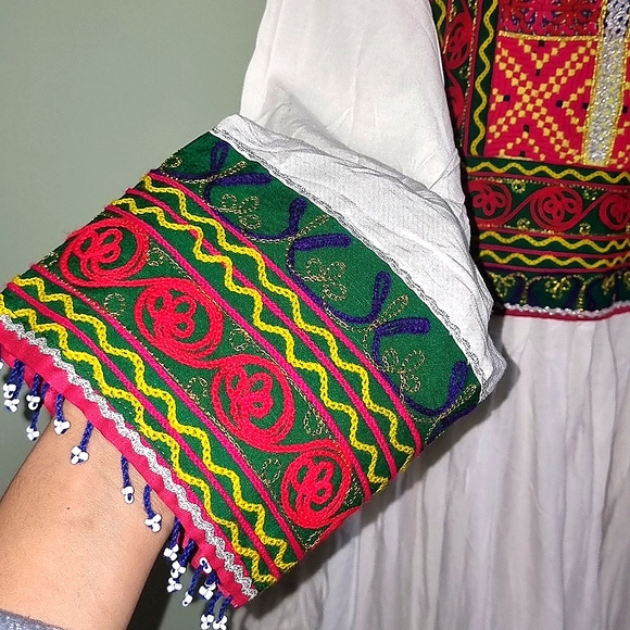 Hanndmade threadwork, patchwork, adjustable waist colorful embroidery long dress - Picture 6 of 8